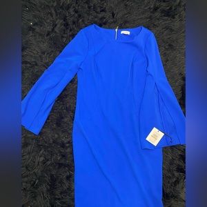 Blue Calvin Klein Dress with flutter sleeve